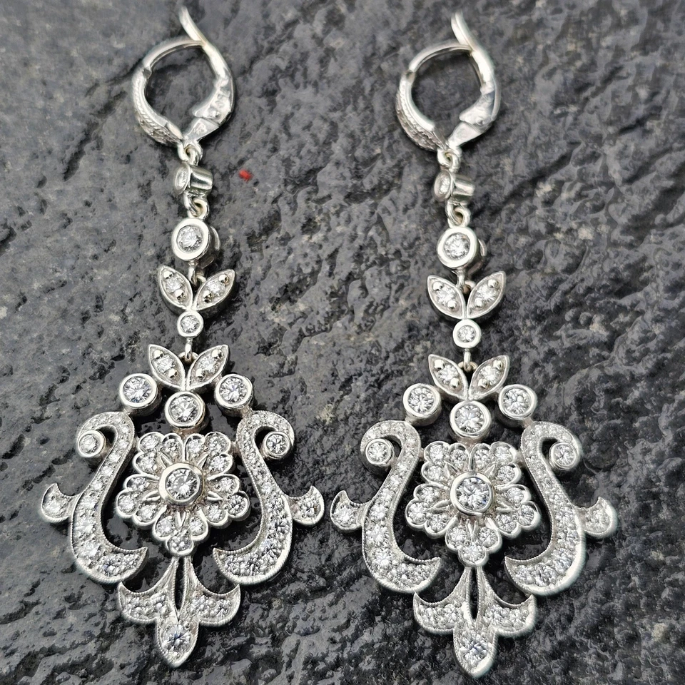 Penny Preville Large 2.5" 2ct+ Diamond Chandelier Earrings 18k Dangle 16.8g - Image 2 of 4