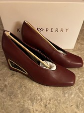 Katy Perry Hollow Wedge Cranberry Faux NIB Women’s Size 9.5M NEW See Thru Heel..