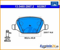 Bremsbelagsatz, Scheibenbremse Ate 13.0460-2867.2 FüR Lancia