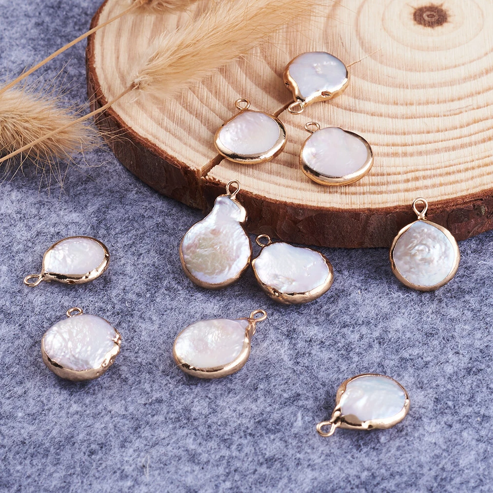 Colgantes de perlas Keshi naturales de electrochapado 10 dijes de perlas cultivadas de agua dulce Foto 4 de 4