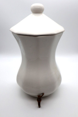Vtg Wall Mounted Water Tank Lavabo Reservoir Brass Tap Spigot White Ceramic