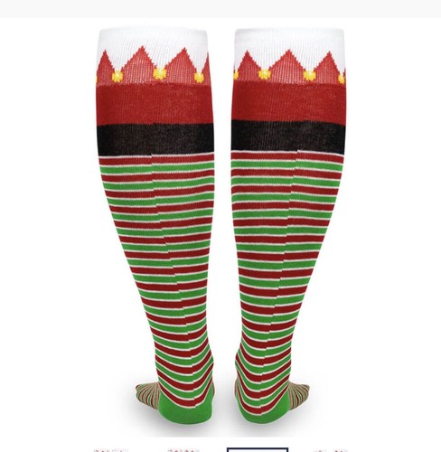 New! Run Technology Santa's Elf Holiday Socks Knee High One Size Fits Most NEW - Picture 4 of 9
