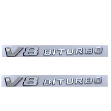 Chrome Letters Mercedes Benz V8 BITURBO Emblems for C63 E63 GLC63 GLE63 AMG