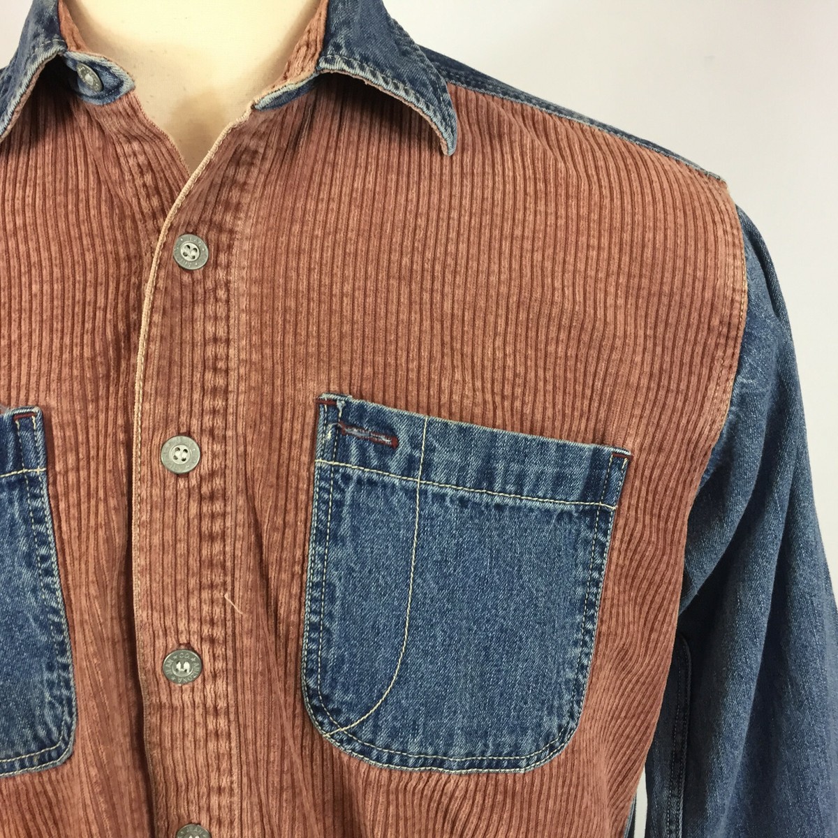 Vintage 80s 90s Surf Skate Grunge Color Block Denim Jean Corduroy 