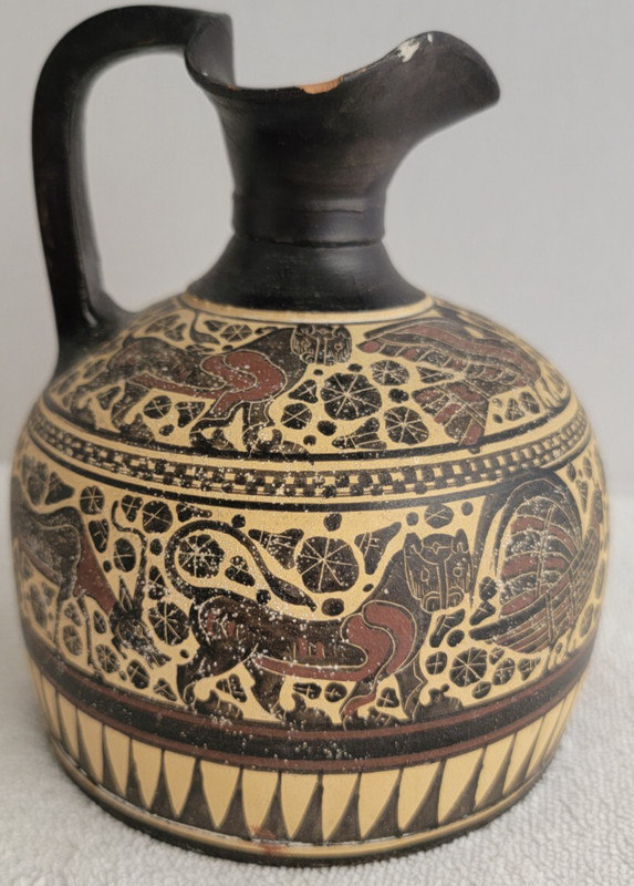 VINTAGE COPY MUSEO CORINTHIAN OINOCHOES HAND PAINTED GREECE JUG PITCHER