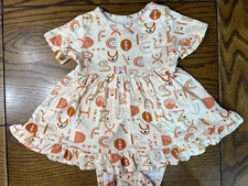 Posh Peanut Alphabet Medley Twirl Bodysuit Dress EUC Bamboo Size 12-18 Months