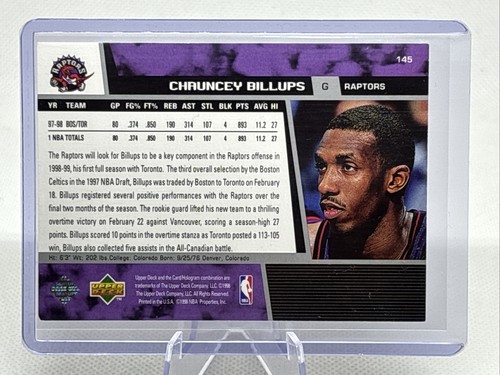 1998-99 Upper Deck #145 Chauncey Billups 2nd Year NBA HOF EX - Picture 2 of 3