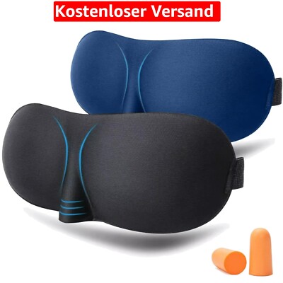 2x 3D Schlafmaske set Schlafbrille Augenmaske Eye Reise Maske mit Ohrstöpsel