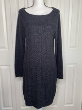 Y2K Sweater Dress Style & Co. Knit Shift Knee Length Round Neck Gray Sz L