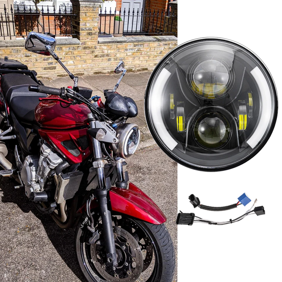 Proyector de anillo DRL señales de giro LED para faros de motocicleta Triumph America de 7" Foto 3 de 4