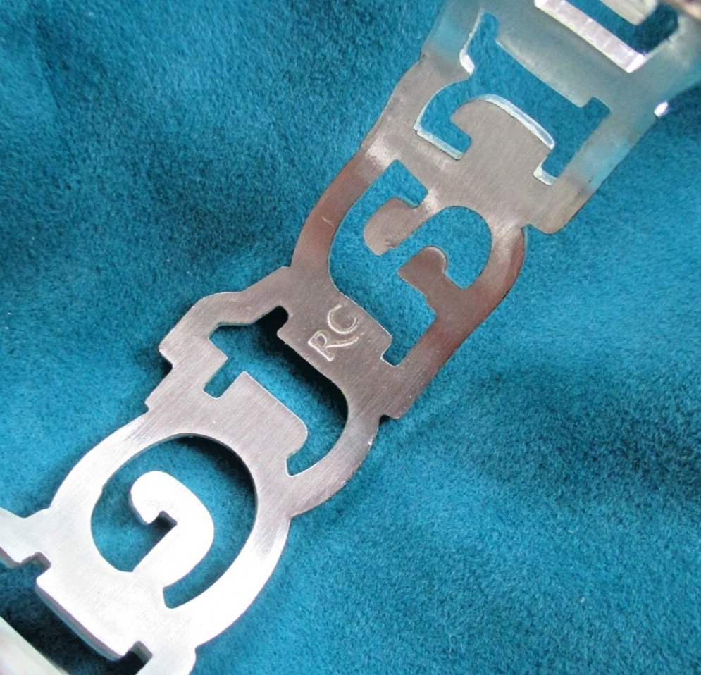 Rustic Cuff GRATEFUL Signed Silver Tone Cuff Brac… - image 10