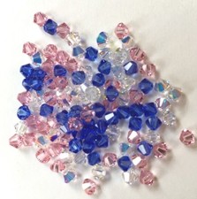 108 pc SWAROVSKI CRYSTAL AB, LIGHT ROSE, SAPPHIRE 4mm Loose BEAD 5328 Bicone MIX