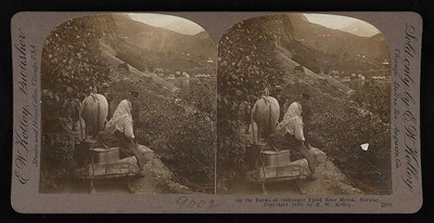 Photo:On the banks of Geiranger Fjord near Merok, Norway 1910