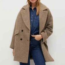 Mango Mng Women's Textured Wrap Coat Size Medium