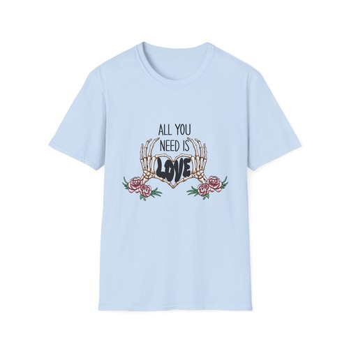 All You Need Is Love Skeleton Unisex Softstyle T-Shirt - Picture 2 of 13