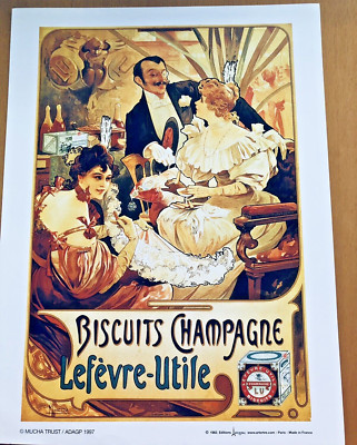 Biscuits Champagne 1896 Alphonse Mucha Poster  Canvas Giclee 24x32 in.