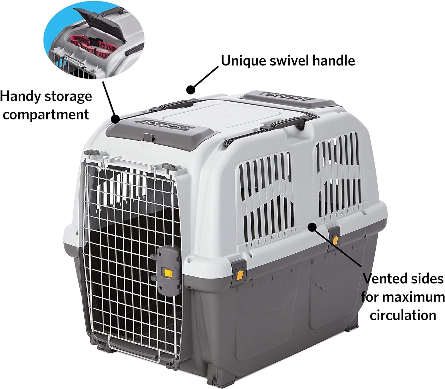 Skudo Plastic Carrier for Medium Dogs w Weight 35lb40lb 32" Deluxe