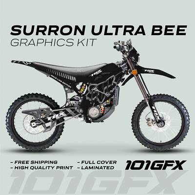 Surron Ultra Bee Graphics Kit FOX RACE LINE Black Grey Decals Stickers