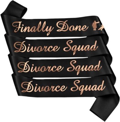 Finally Done and Just Divorced Squad Sash 4 pc Black Divorced Party Supplies ...