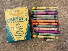 Vintage Crayola Binney Smith Crayons with Rare No.16 25 Box and 12 Crayons