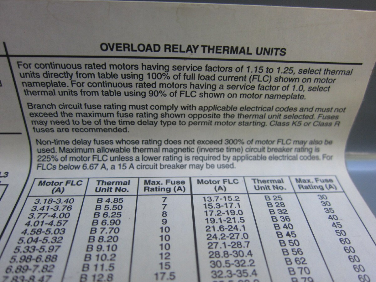 Square D Motor Thermal Overload Chart B4.15 Square D Square D B4.15