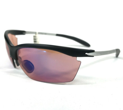 Uvex Fly Sunglasses Matte Black Gray Wrap Frames with Pink Lenses 69-15-135