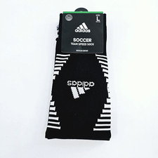 Adidas Soccer Team Speed Sock Mens LARGE L Black White Aeroready NEW