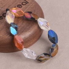 10pcs 15x10mm Oval Faceted Matte Crystal Glass Loose Beads for Jewelry Making