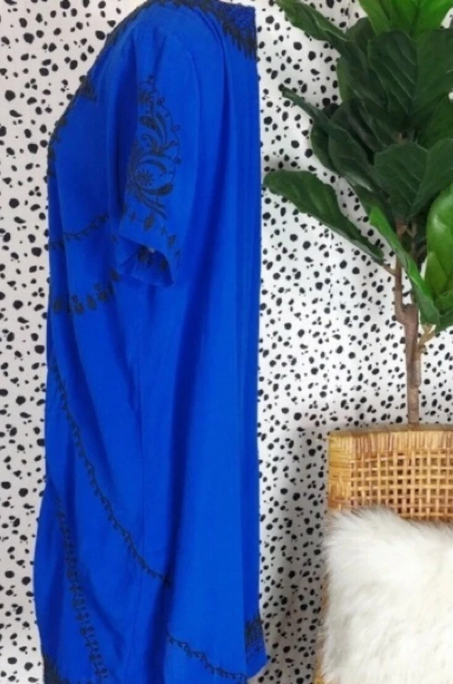 Vestido Lucky Brand Boho Bordado Cuentas Cobalto Cambio Grande ENVÍO GRATUITO Foto 3 de 4