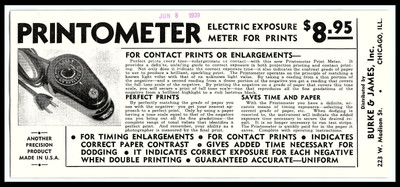 Chicago IL Burke James Printometer Electric Exposure Print AD 1939        e1-18