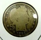 1895 FULL RIMS EARLY DATE BARBER QUARTER,  FREE SHIPPING