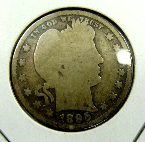 1895 FULL RIMS EARLY DATE BARBER QUARTER,  FREE SHIPPING