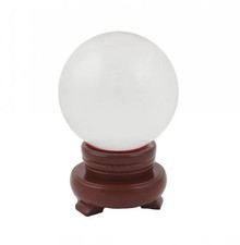 80mm Clear Crystal Sphere with Rotatable Wooden Stand