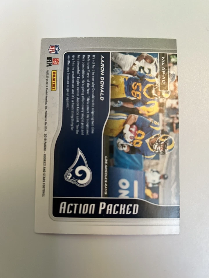 2019 Panini Rookiies & Stars Action Packed Red Aaron Donald /99 Los Angeles Rams - Image 2 of 2