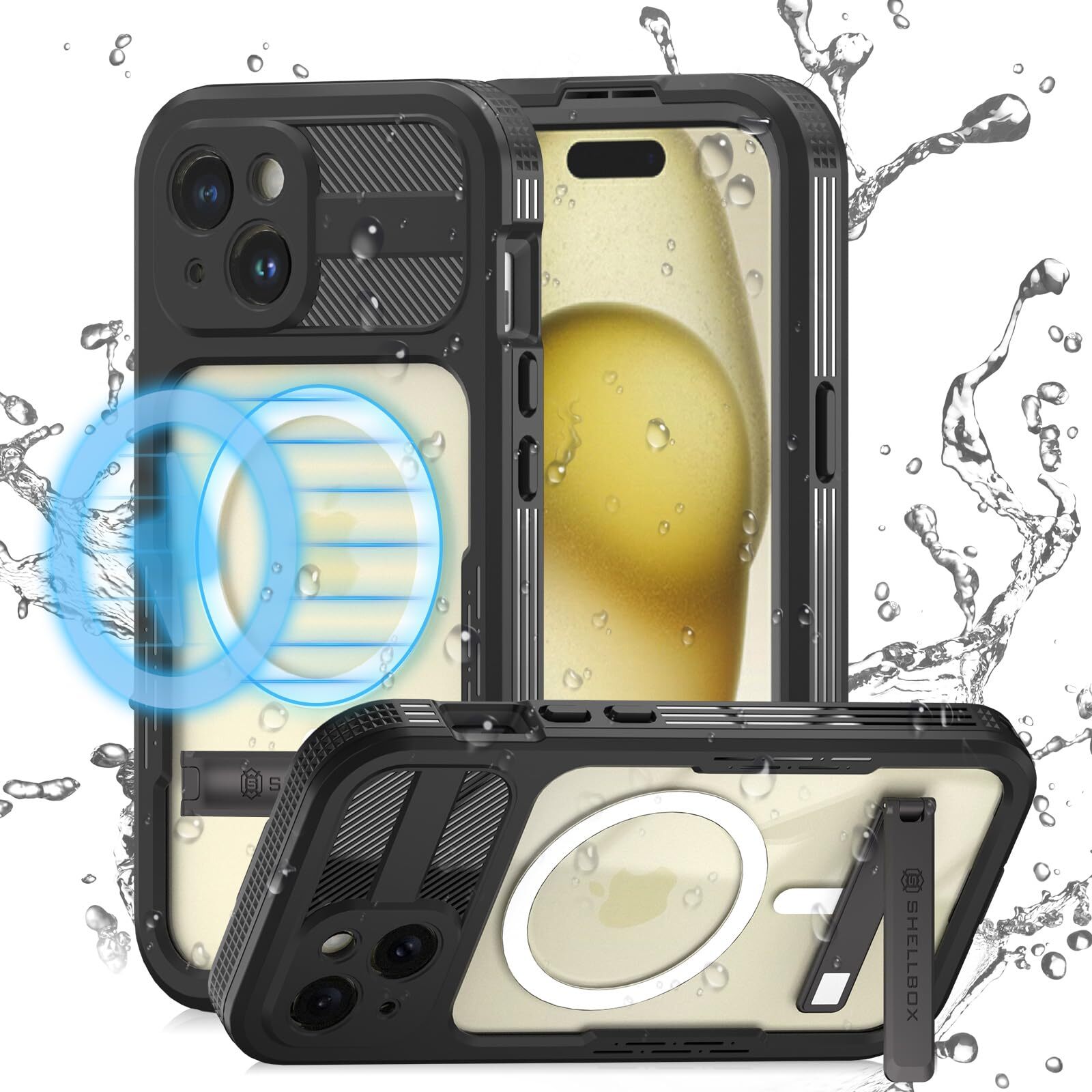 Transy Designed for iPhone 15 Case Waterproof with Stand Shockproof Phone Cas...-image