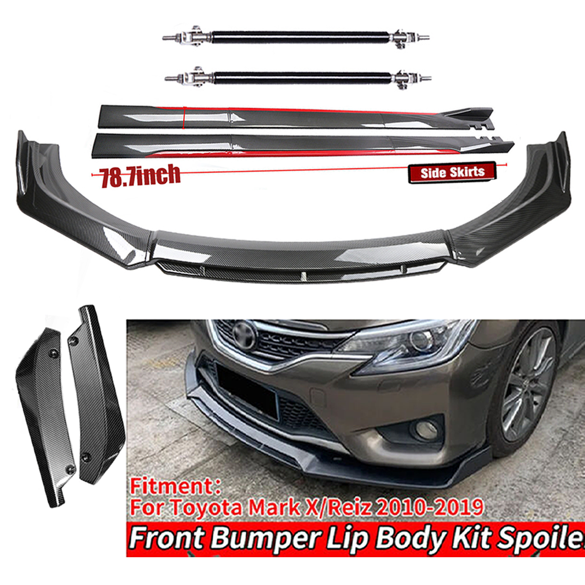 For Toyota Mark X Reiz Front Rear Bumper Lip+78.7