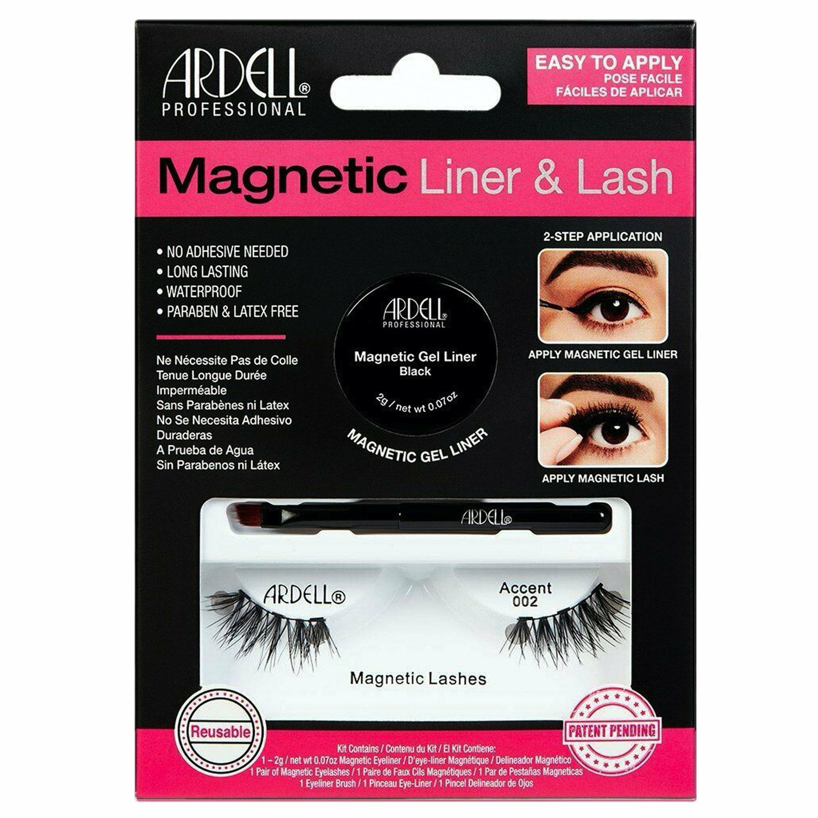 Ardell Reusable Waterproof Magnetic Liner And Lash Kit - Accent 002 (36853INT)