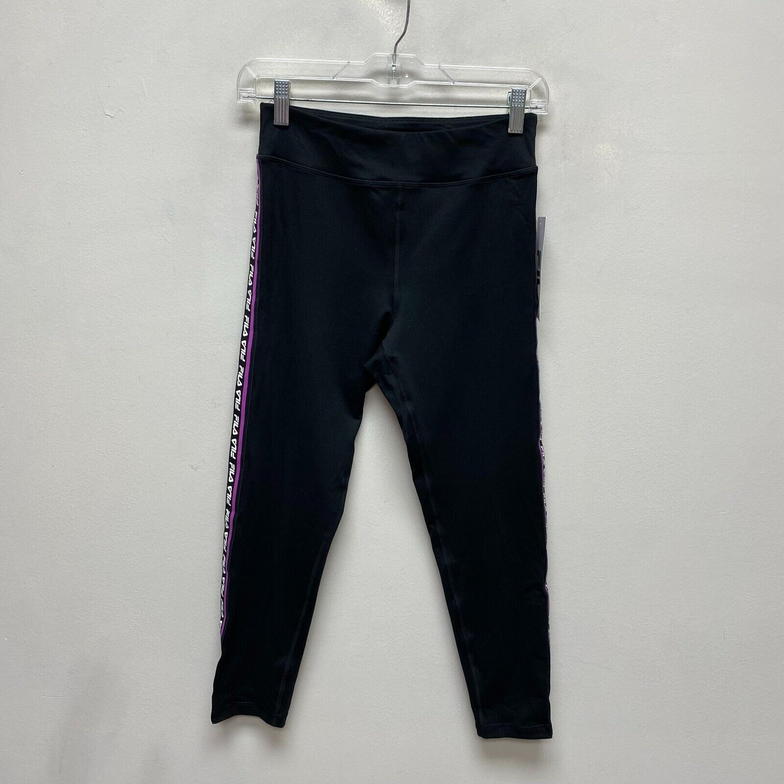 Leggings donna Fila nero viola logo grafico elasticizzato dietro le quinte Capri S