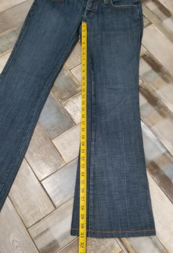 Jeans svasati Frankie B vita bassa taglia 6 blu Y2K slim fit denim - Foto 4 di 16