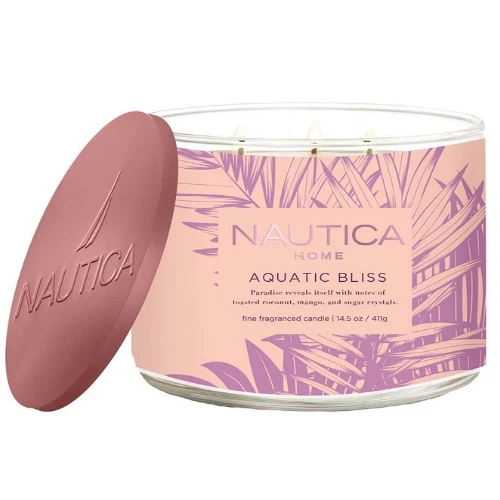 Aquatic Bliss by Nautica Scented Candle Wax Soy 14.5 oz Brand New