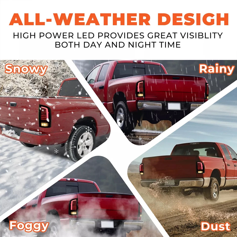 Tail Lights LED Lamps Brake Parking For Dodge Ram 1500 2500 3500 2002-2006 Smoke - Image 4 of 4