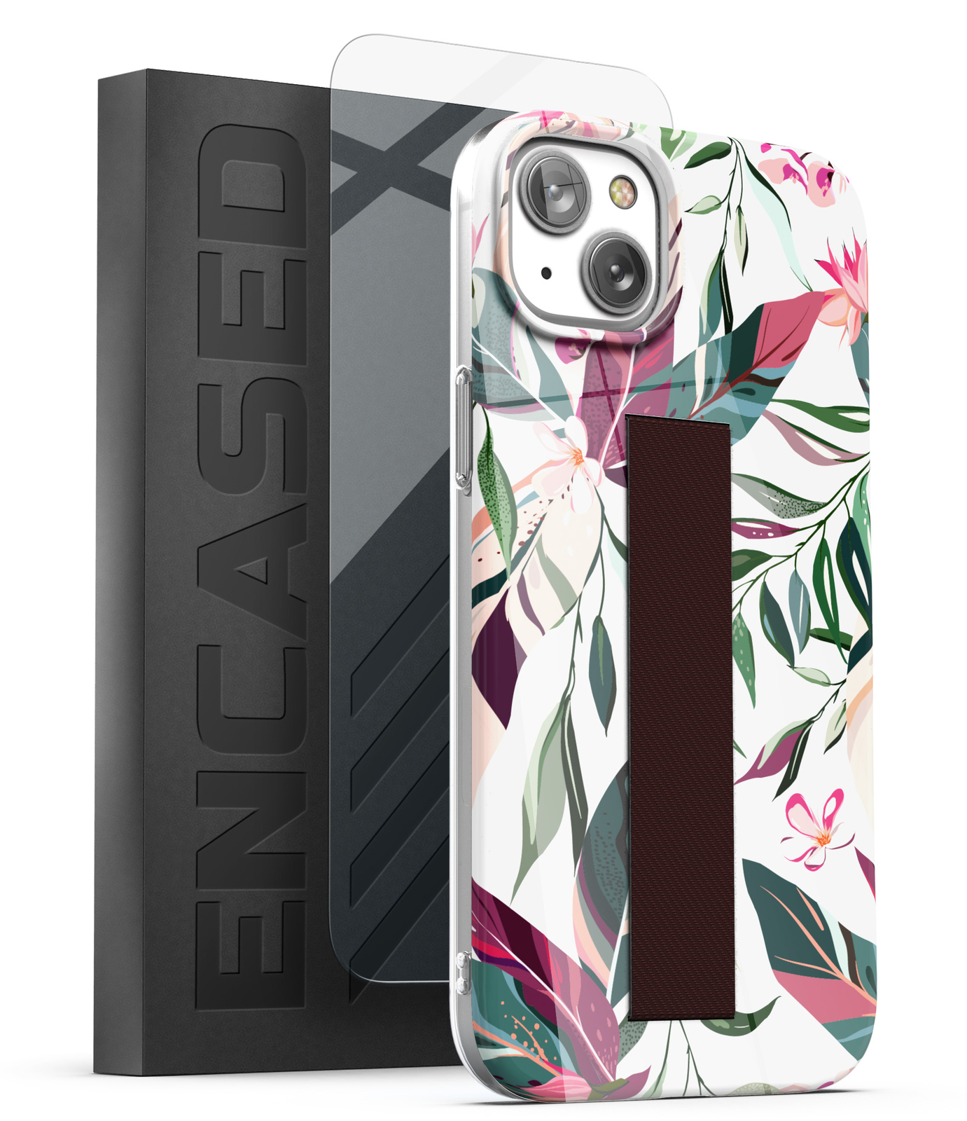 Floral Vine iPhone 14 Case with Strap Hand Holder Loop-image