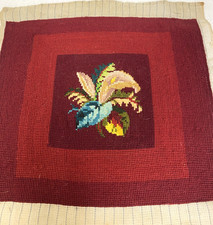 Vintage Lily Floral Bouquet Needlepoint Hand Stitched Panel Framing Pillow Cover