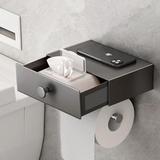 Toilet Paper Holder with Shelf Gray Wipes Dispenser for Bathroom Toilet Paper Ho