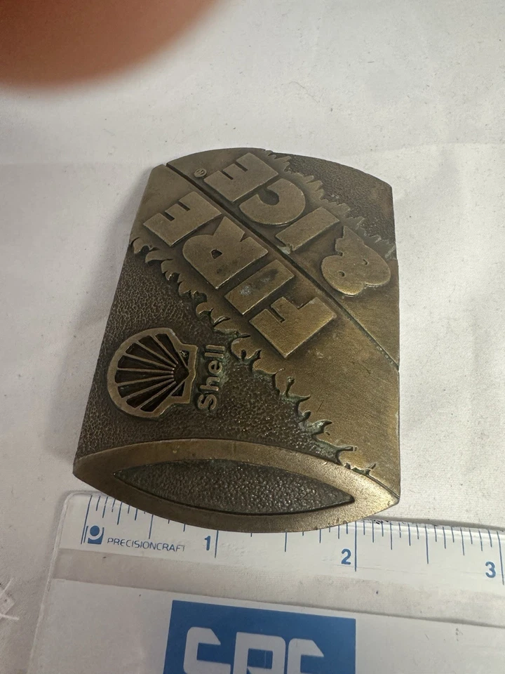 DE COLECCIÓN SHELL OIL COMPANY HEBILLA DE CINTURÓN FUEGO Y HIELO HEBILLA MUY PESADA - GW-5 Foto 4 de 4