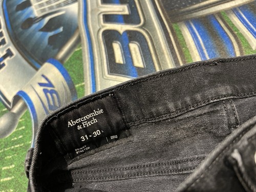 Pantalones de mezclilla ajustados rectos negros Abercrombie & Fitch 38 para hombre 31x30 - Imagen 3 de 5