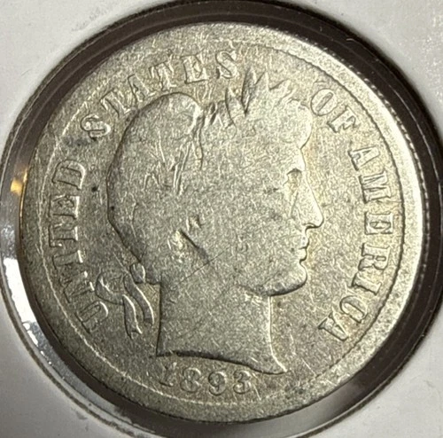 1893-S Barber Dime 10C Silver Coin - VG Detail (U18)