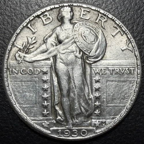 1930 P Standing Liberty Silver Quarter Dollar 25c Lustrous AU Rare US Type Coin