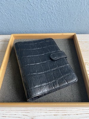 Mulberry   Planer Agenda Timer Organizer   Kalbsleder schwarz Krokodil Prägung
