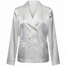 Victoria's Secret Jacquard Blazer S Ivory Double Breasted Floral Satin Bridal
